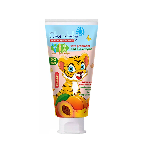 CLEAN-BABY Паста зубная детская со фтором от 0 до 2 лет со вкусом персика / Clean-baby Peach 50 мл #1