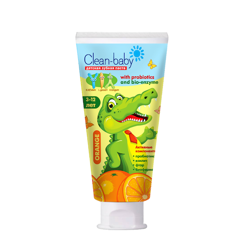 CLEAN-BABY Паста зубная детская со фтором от 3 до 12 лет со вкусом апельсина / Clean-baby Orange 50 мл #1