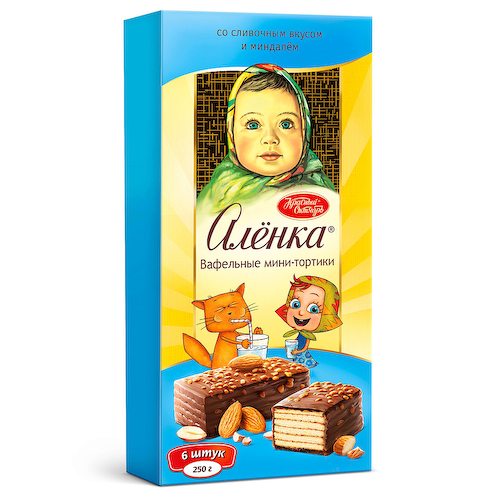 Торт Алёнка вафельный со сливочным вкусом и миндалем, 250 гр. #1