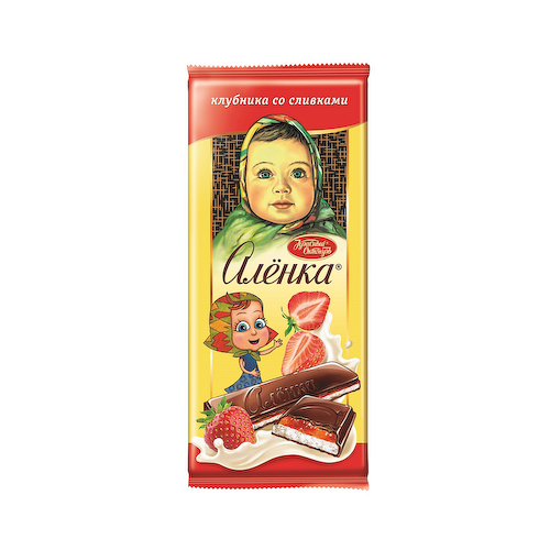 Шоколад Алёнка с начинкой клубника со сливками, Красный Октябрь, 87 гр. #1