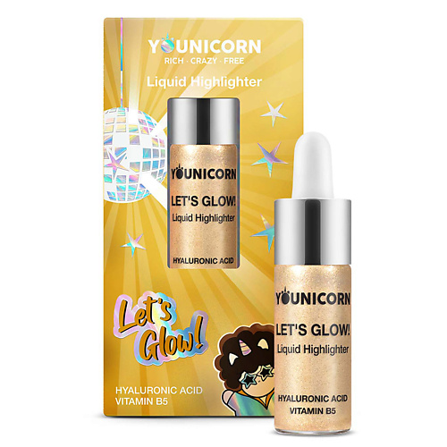 YOUNICORN Жидкий голографический хайлайтер для лица с гиалуроновой кислотой LET'S GLOW! #1