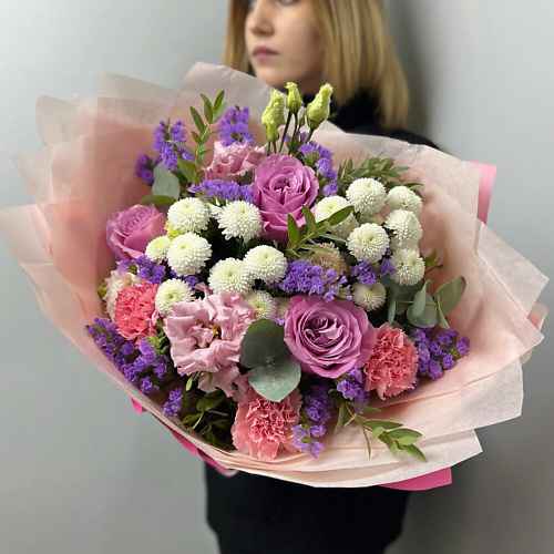 FLORES Яркий букет с розами и махровой эустомой #1