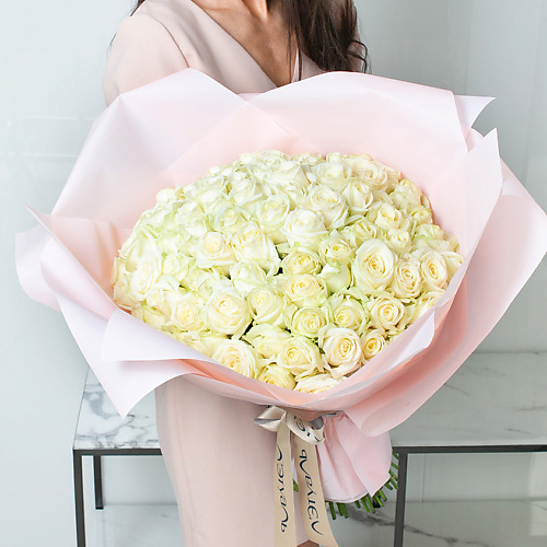 ЛЭТУАЛЬ FLOWERS Букет из белоснежных роз 101 шт. (40 см) #1