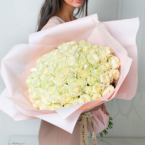 ЛЭТУАЛЬ FLOWERS Букет из белоснежных роз 71 шт. (40 см) #1