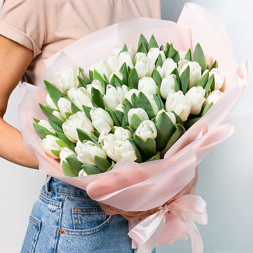 ЛЭТУАЛЬ FLOWERS Букет из белых тюльпанов 51 шт. #1