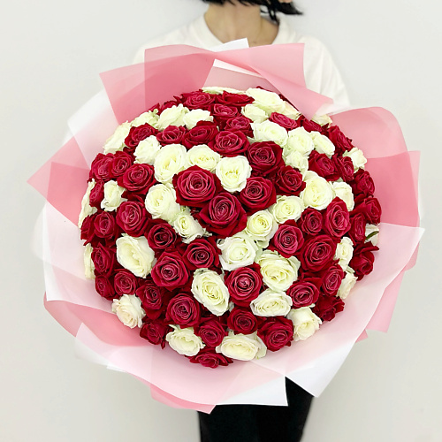 ЛЭТУАЛЬ FLOWERS Букет из белых и розовых роз Шангрила 101 шт #1