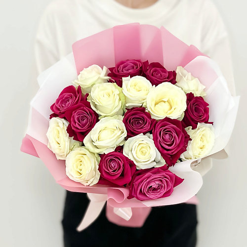 ЛЭТУАЛЬ FLOWERS Букет из белых и розовых роз Шангрила 19 шт #1
