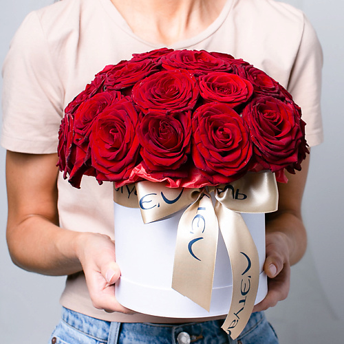 ЛЭТУАЛЬ FLOWERS Букет из бордовых роз в коробке «Вулкан страстей» #1