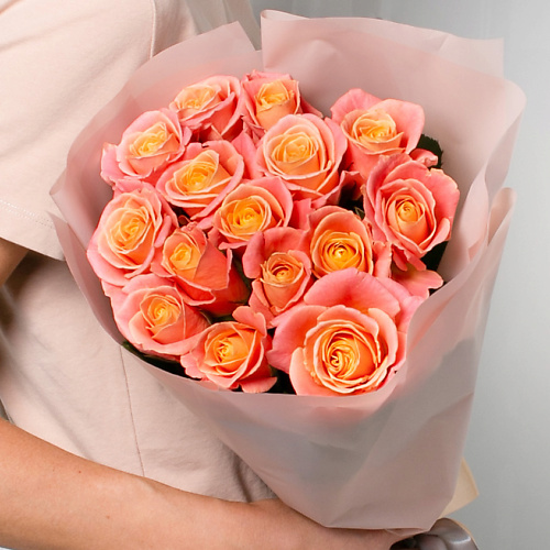 ЛЭТУАЛЬ FLOWERS Букет из персиковых роз 15 шт. (40 см) #1