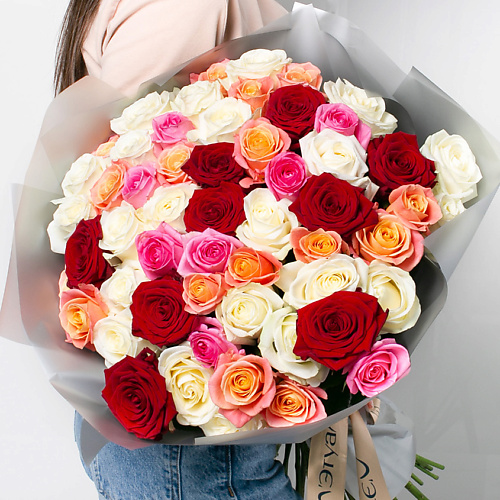ЛЭТУАЛЬ FLOWERS Букет из разноцветных роз 51 шт. #1