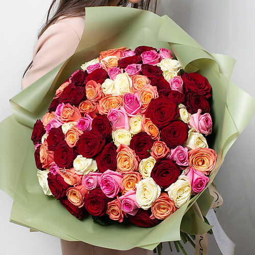 ЛЭТУАЛЬ FLOWERS Букет из разноцветных роз 101 шт. (40 см) #1