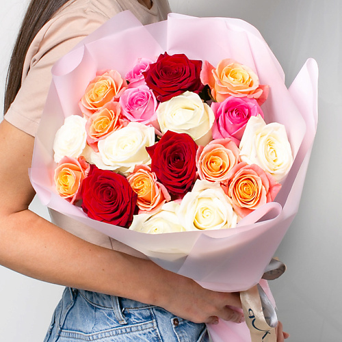 ЛЭТУАЛЬ FLOWERS Букет из разноцветных роз 19 шт. (40 см) #1