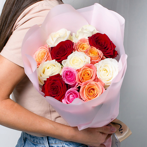 ЛЭТУАЛЬ FLOWERS Букет из разноцветных роз 15 шт. (40 см) #1