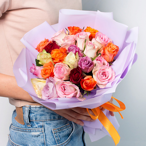 ЛЭТУАЛЬ FLOWERS Букет из разноцветных роз Кения 19 шт. (35 см) #1