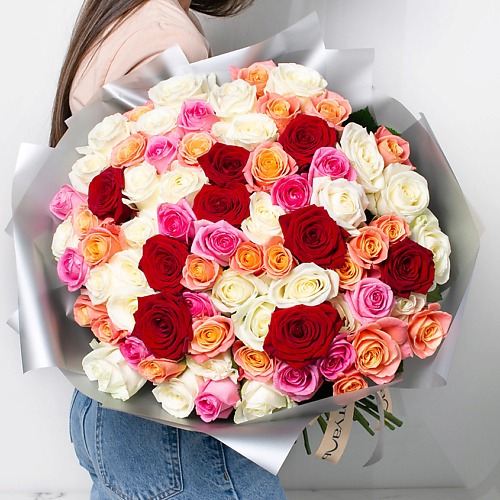ЛЭТУАЛЬ FLOWERS Букет из разноцветных роз 71 шт. (40 см) #1