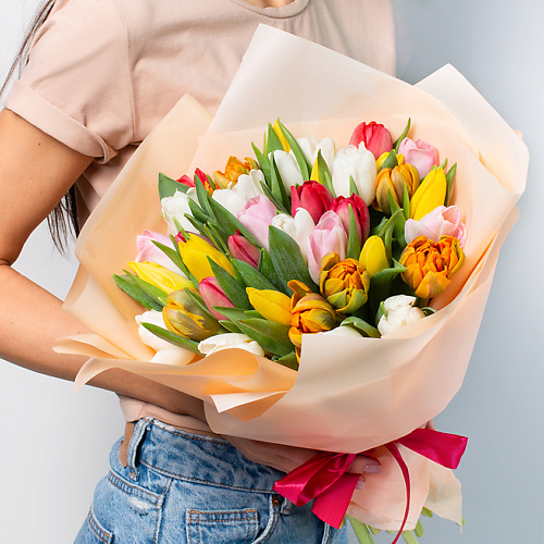 ЛЭТУАЛЬ FLOWERS Букет из разноцветных тюльпанов 35 шт. #1