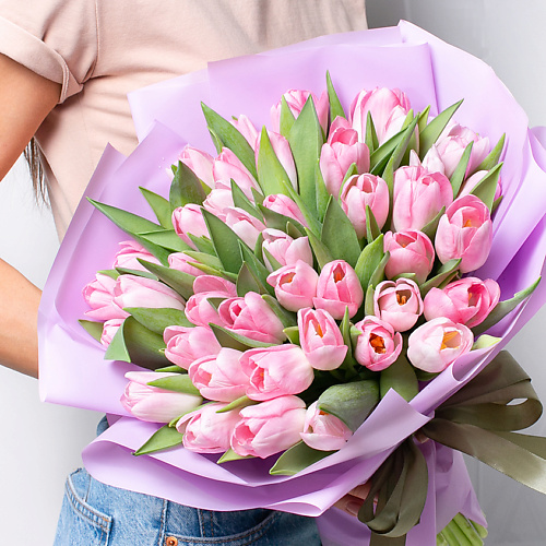 ЛЭТУАЛЬ FLOWERS Букет из розовых тюльпанов 51 шт. #1