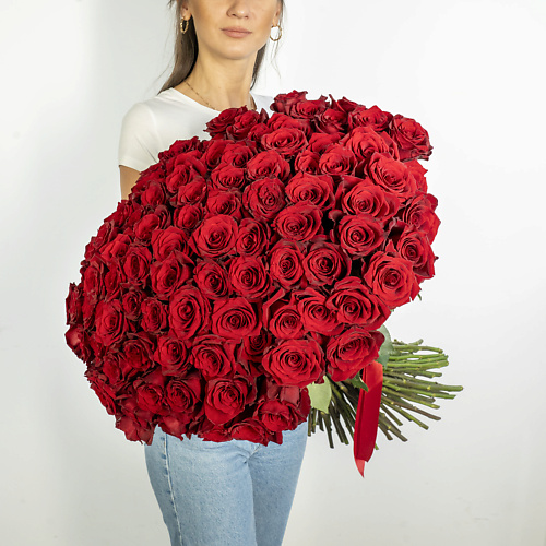 ЛЭТУАЛЬ FLOWERS Букет из высоких красных роз Эквадор 101 шт. (70 см) #1