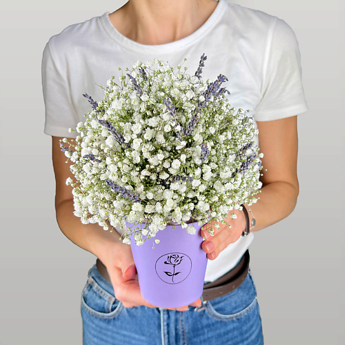 ЛЭТУАЛЬ FLOWERS Композиция из гипсофилы и лаванды в коробке #1