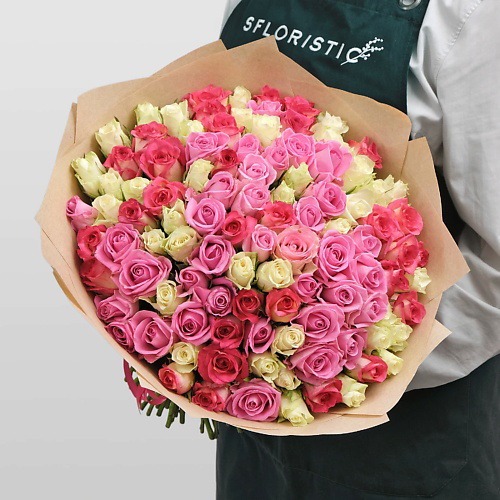STUDIO FLORISTIC Букет из кенийских Роз 101 шт 40 см «Аннабет» #1