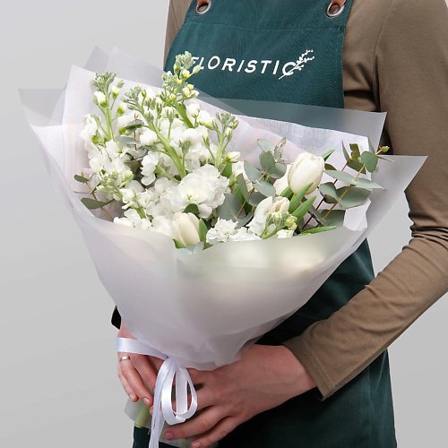 STUDIO FLORISTIC Букет из Тюльпанов и Маттиол «Белая Нежность» #1