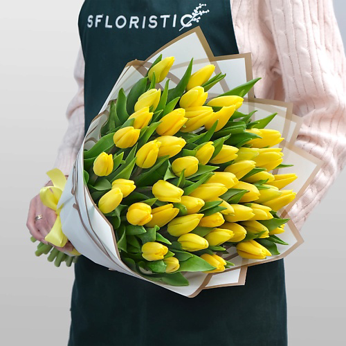 STUDIO FLORISTIC Букет из Тюльпанов 51шт «Солнечная улыбка» #1