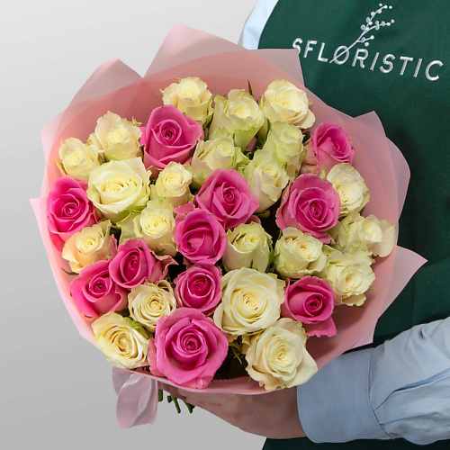 STUDIO FLORISTIC Букет Роз Кения 31 шт «Малина со сливками» #1
