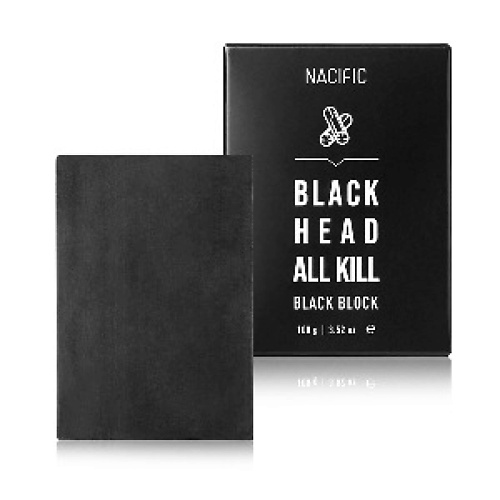 NACIFIC Мыло для лица от черных точек с экстрактом угля Black Head All Kill Pack Black Block #1