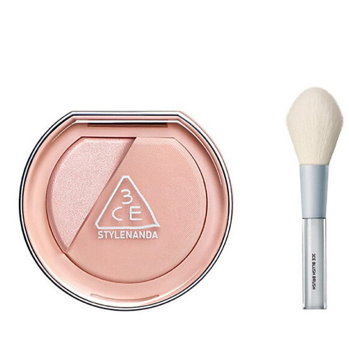 3CE Набор: Румяна и хайлайтер Blushlighter + Кисть для румян Blush Brush #1