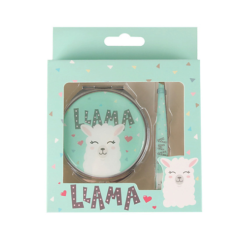 ЛЭТУАЛЬ Подарочный набор: зеркальце + щипчики для бровей Llama #1