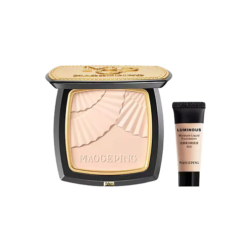 MAOGEPING Набор Luminous Light Veiling Pressed Powder + тональный крем #1