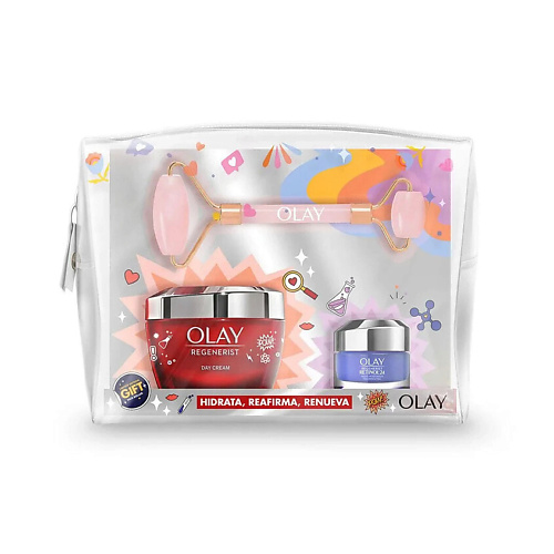 OLAY Набор: Крем для лица + Крем для глаз + Массажер + Косметичка #1