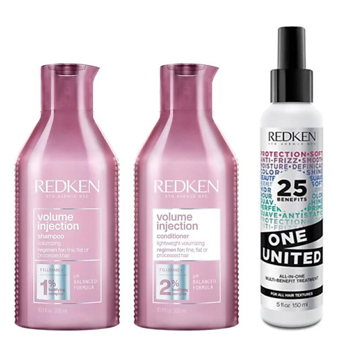 REDKEN Набор Volume Injection Bundle One United: Шампунь + Кондиционер + Спрей-уход #1