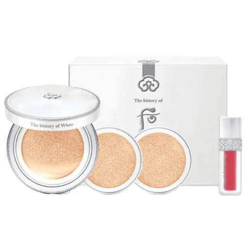 THE HISTORY OF WHOO Набор: Seol Radiant White Moisture Cushion + Рефилл + Губная помада Mi Velvet #1
