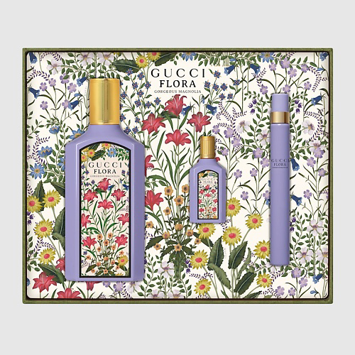 GUCCI Набор Flora Gorgeous Magnolia: Парфюмерная вода + Дорожный флакон + Миниатюра 1 #1