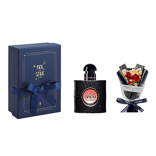 YVES SAINT LAURENT Парфюмерный набор Black Opium +Букет+Коробка 90 #1