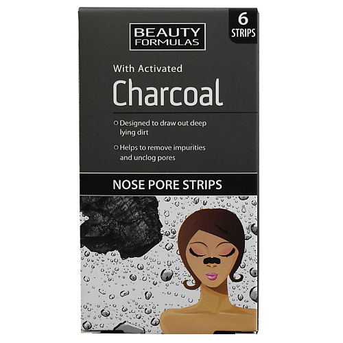 BEAUTY FORMULAS Полоски для очищения пор крыльев носа с активированным углем Charcoal Nose Pore Strips #1