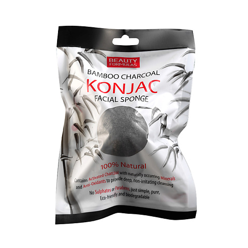 BEAUTY FORMULAS Спонж для очищения кожи лица с активированным углем Конжак Bamboo Charcoal Konjac Facial Sponge #1