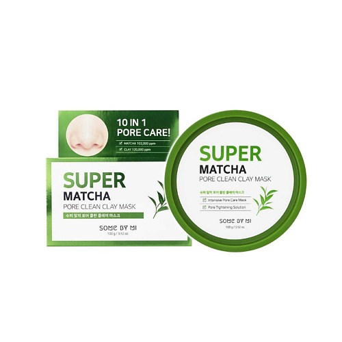 SOME BY MI Маска для лица очищающая глиняная с экстрактом чая матча Super Matcha 100 #1