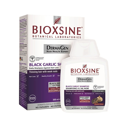 BIOXSINE Шампунь против выпадения с черным чесноком для всех типов волос DermaGen 300 #1