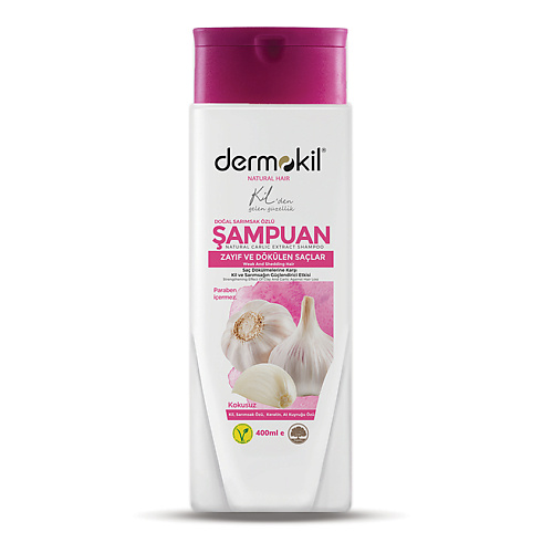 DERMOKIL Шампунь для слабых и выпавших волос чесночный Natural Garlic Extract Shampoo 400 #1