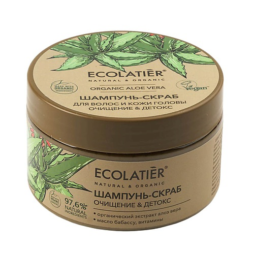 ECOLATIER GREEN Шампунь-скраб для волос и кожи головы ОЧИЩЕНИЕ & ДЕТОКС ORGANIC ALOE VERA 300 #1