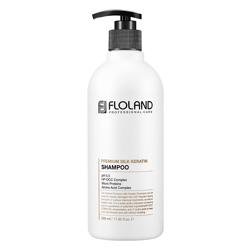 FLOLAND Шампунь восстанавливающий с кератином и маслами Premium Silk Keratin Shampoo 530 #1