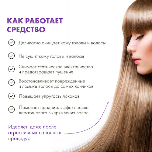 ICE BY NATURA SIBERICA Кератиновый шампунь для повреждённых волос Keratin Injection Shampoo 400 #1