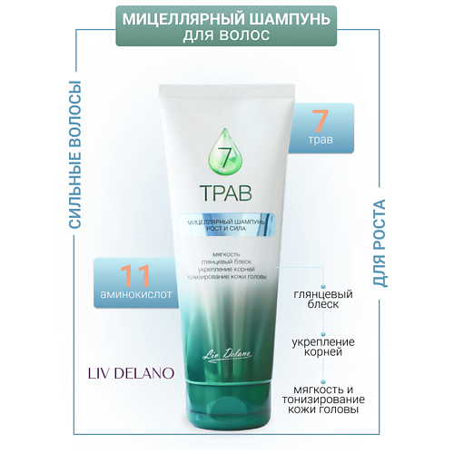LIV DELANO Шампунь мицеллярный Рост и сила 7 трав 250 #1