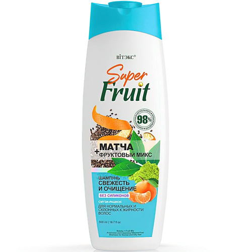 ВИТЭКС Шампунь для волос Свежесть и очищение Матча+фруктовый микс SuperFRUIT 500 #1