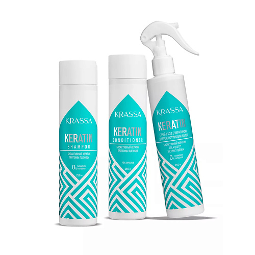 KRASSA Набор Keratin Шампунь, Кондиционер, Спрей для волос, 3 шт #1