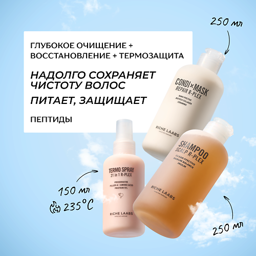 RICHE Набор для волос: глубокоочищающий шампунь + восстанавливающая маска + термозащита 21 в 1 #1