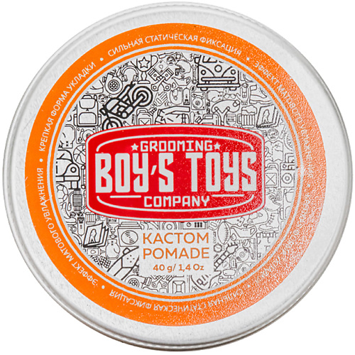 BOY'S TOYS Помада для укладки волос сильной фиксации со средним уровнем блеска Кастом Pomade #1