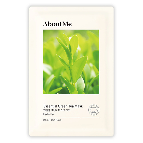 ABOUT ME Маска для лица тканевая с зеленым чаем Essential Green Tea Mask 22 #1